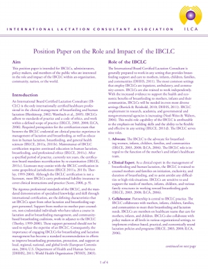 Role and Impact of the IBCLC (PDF) Role and Impact of the IBCLC (PDF)